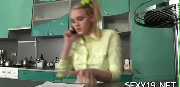  Lewd teacher is pounding girl at the kitchen counter